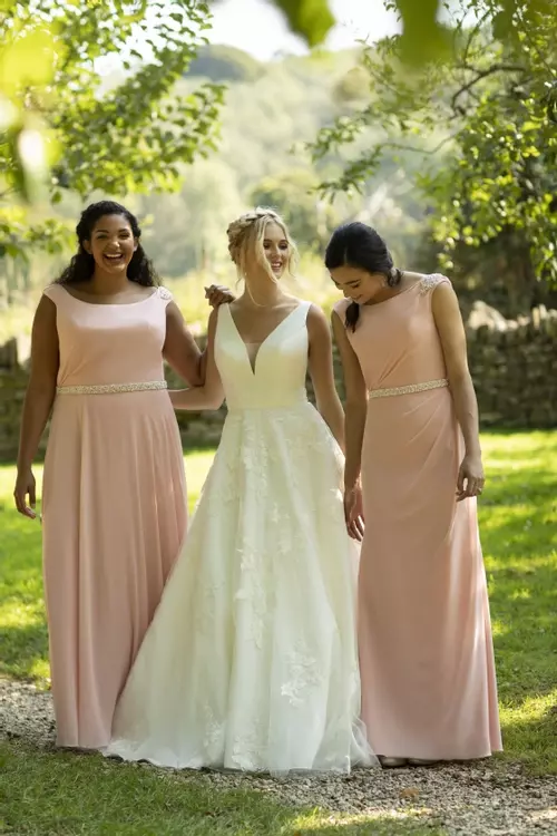 M640 Cowl Back Bridesmaids Dress With Beading True Bridesmaids